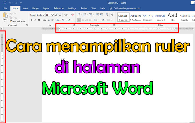 cara menampilkan ruler di halaman microsoft word