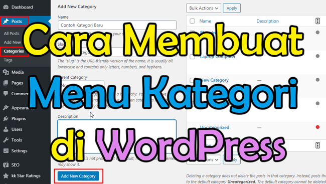 tutorial membuat menu kategori di wordpress